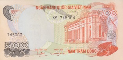 Bancnota Vietnamul de Sud 500 Dong (1970) - P28 UNC ( vezi descriere ) foto