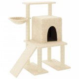 Cumpara ieftin Ansamblu Pisici Crem 96.5cm cu Sisal, Casuta, Scara, Cos, Platforma - Turn de Joaca, Zgariat si Relaxare