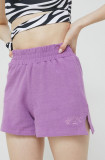 Cumpara ieftin Billabong pantaloni scurti din bumbac culoarea violet, neted, high waist