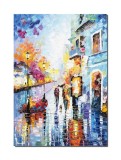 Cumpara ieftin Tablou pictat manual, Peisaj citadin stilizat, 70x50cm ulei pe panza, Spectaculos