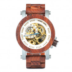 Ceas din lemn Bobo Bird mecanic, curea din lemn, K12 Wooden Lux foto