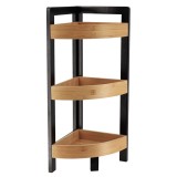 Corp Mobilier Colț Bambus/Mdf 3 Rafturi 61X23X23 Cm &ndash; Bamboo / Negru | Mobilier Depozitare Baie