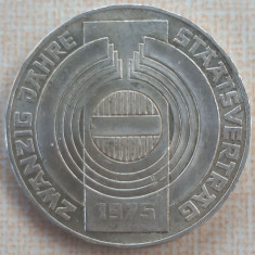 (A638) MONEDA DIN ARGINT AUSTRIA - 100 SCHILLING 1975, 20 ANI TRATATUL DE STAT