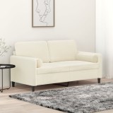 VidaXL Canapea cu 2 locuri cu pernuțe, crem, 140 cm, catifea