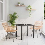 vidaXL Set de masă pentru grădină 3 pcs Maro Rattan poli