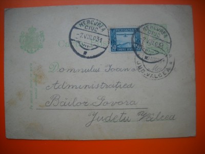 HOPCT 346 X CARTE POSTALA CIRCULATA MIERCUREA CIUC- IN 1931-HARGHITA -CIRCULATA foto