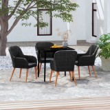 VidaXL Set masă pentru grădină, 5 piese, cu perne, negru