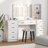 vidaXL Set masă de toaletă cu LED, 3 piese, alb, lemn prelucrat