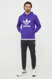 Cumpara ieftin Adidas Originals hanorac de bumbac Adicolor Classics Trefoil bărbați, culoarea violet, cu glugă, cu imprimeu, IM9398