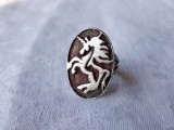 Argint INEL SIGILIU unic BLAZON NOBILIAR UNICORN de colectie OPULENT superb RAR