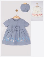 Rochita eleganta cu broderie pentru fetite, Tongs baby (Marime: 18-24 Luni, Culoare: Ecru)