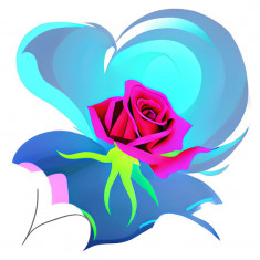 Sticker decorativ, Trandafir, Roz, 60 cm, 8454ST