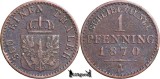 1870 A, 1 Pfenning - Wilhelm I - Regatul Prusiei, Europa