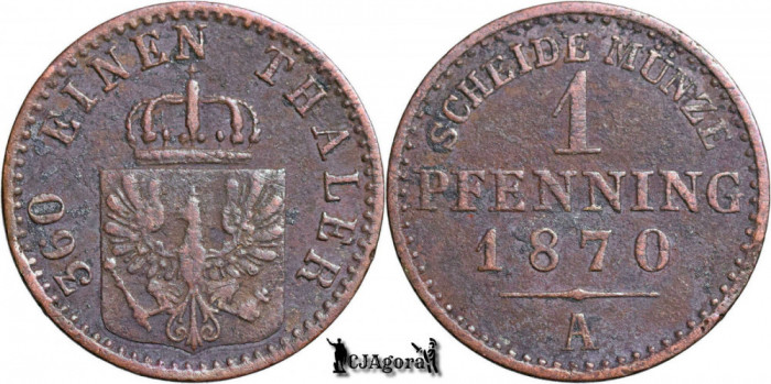 1870 A, 1 Pfenning - Wilhelm I - Regatul Prusiei