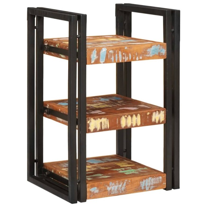 vidaXL Noptieră Maro și negru 38 x 33 x 58 cm Lemn Solid Recuperat 4016732