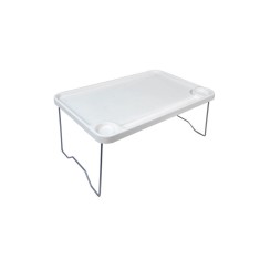 Masa pliabila tip tava pentru camping, 58x36 cm, Plastic, Alb, ATU-086851