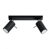 Lustră Tavan Ring Negru Oțel 2 Becuri Tub Modern Interior