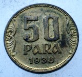 Moneda Yugoslavia 50 Para 1938, Petar II, KM#18, Bronz-Aluminiu, 18mm