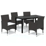 Cumpara ieftin Set mobilier de gradina cu perne, 5 piese, maro, poliratan