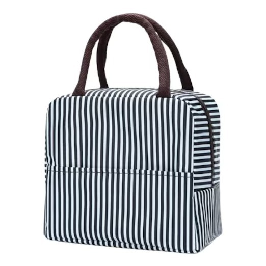 Geanta termica pentru pranz, 20 x 11 x 22 cm, textil, aluminiu, alb, nergu