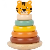 Piramida interactiva, Small Foot Design, Lemn, 9 x 9 x 13.5 cm, Multicolor