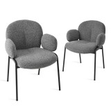 Set de 2 scaune de sufragerie moderne cu cotiere, bej