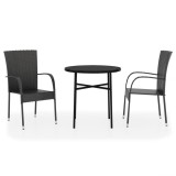 Cumpara ieftin Set mobilier de gradina, 3 piese, negru, poliratan