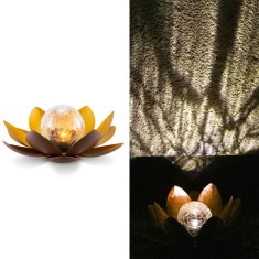 Lampa solara Navaris LED Lotus, 27x11,5 cm, senzor auto, 1700K, IP44, aurie, 51101.03.01