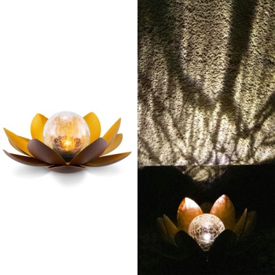 Lampa solara Navaris LED Lotus, 27x11,5 cm, senzor auto, 1700K, IP44, aurie, 51101.03.01 foto