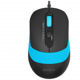 Mouse A4tech, PC sau NB, cu fir, USB, optic, 1600 dpi, butoane/scroll 4/1, buton selectare viteza, Negru / Albastru
