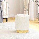 vidaXL Taburet rotund, alb, pluş