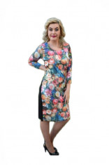 Rochie eleganta , cu trandafiri multicolori din material 3D foto