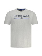 Tricou barbati cu maneca scurta, cu imprimeu cu logo, Regular fit, Gri, S foto