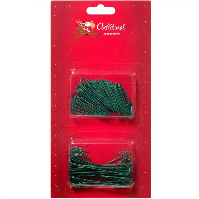C&acirc;rlige Ornamente Crăciun, Set 150 Bucăți, Metal, Verde, 2 Mărimi