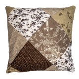 Cumpara ieftin Fata perna textil maro alb matlasat Flowers 50x50 cm