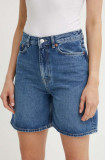 Samsoe Samsoe pantaloni scurti jeans SASHELLY femei, neted, high waist, F24200011