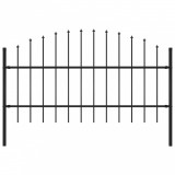 VidaXL Gard de grădină cu v&acirc;rf ascuțit, negru, 1,7 m, oțel