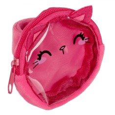 Brățară Copii, Slap, Model Pisică, Culoare Lila și Fucsia, Poliester, 9cm