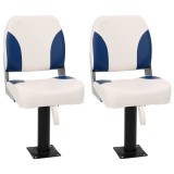 Cumpara ieftin Set 2 scaun pliabil pentru barca, albastru si alb, 41x36x48 cm