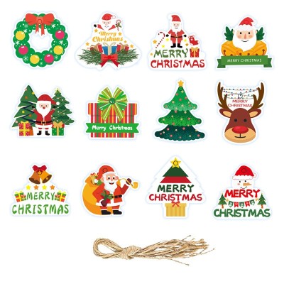 Set decoratiuni de craciun pentru brad, flippy, modele variate, sfoara inclusa, 12 piese, 5.5 x 6.5 cm, model a, multicolor foto
