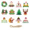 Set decoratiuni de craciun pentru brad, flippy, modele variate, sfoara inclusa, 12 piese, 5.5 x 6.5 cm, model a, multicolor