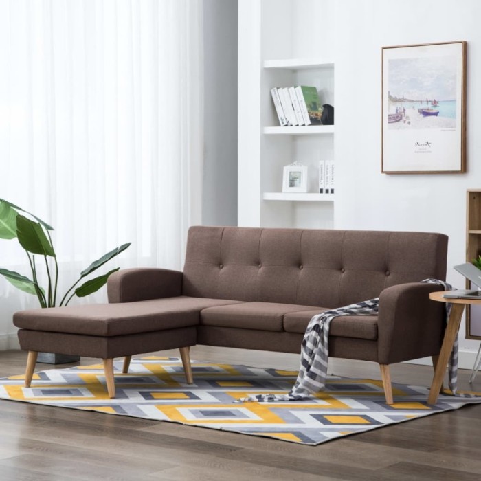 vidaXL Canapea &icirc;n formă de L, maro, 186x136x79 cm, tapițerie textilă 246997