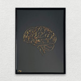 Tablou Neuro, sculptura din fir continuu de sarma placata cu aur, 21&times;30 cm