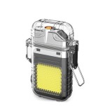 Bricheta, electrica, cu lanterna, din Aliaj de zinc si ABS, 73.5mm x 49mm, Incarcare: USB tip C, Functie de iluminare LED: 3 moduri, Oem