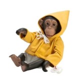 Cumpara ieftin Maimutica Asivil - Reborn cu scutec, hainuta cu gluga galbena si suzeta, 32 cm