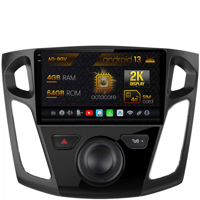 Navigatie Ford Focus 3 (2011-2019), Android 13, V-Octacore 4GB RAM + 64GB ROM, 9.5 Inch - AD-BGV9004+AD-BGRKIT115