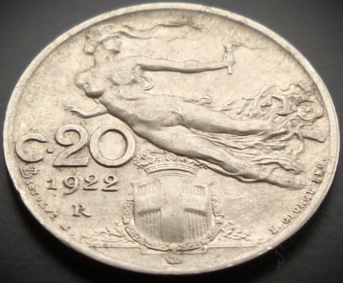 Moneda istorica 20 CENTESIMI - ITALIA, anul 1922 * cod 3362
