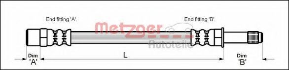 Conducta / cablu frana VW CADDY II Combi (9K9B) (1995 - 2004) METZGER 4111718