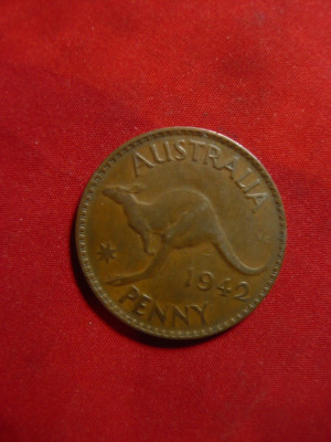 Moneda 1 pence 1942 Australia - cangur ,bronz/George VI ,cal.F.Buna foto