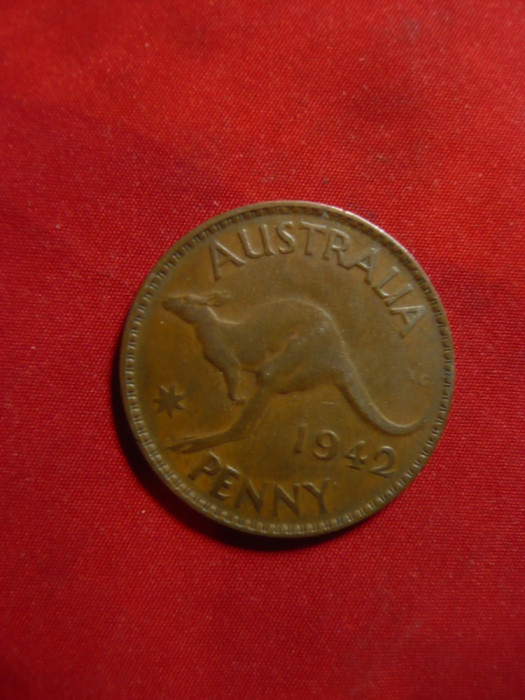 Moneda 1 pence 1942 Australia - cangur ,bronz/George VI ,cal.F.Buna